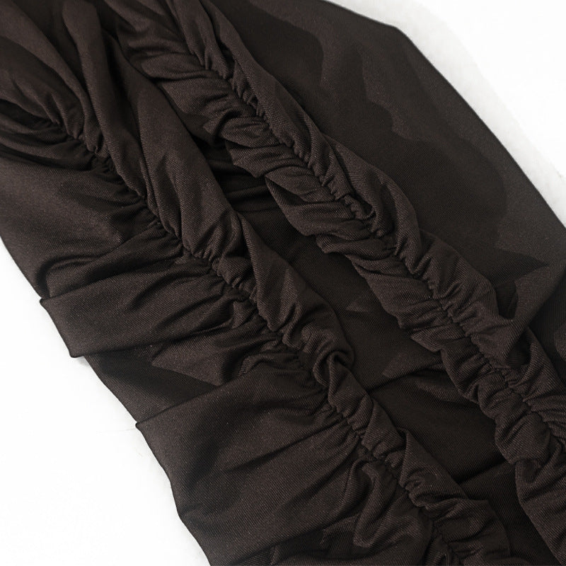 Women Strapless Sleeveless Pleated Bodycon Slit Maxi Dress 20