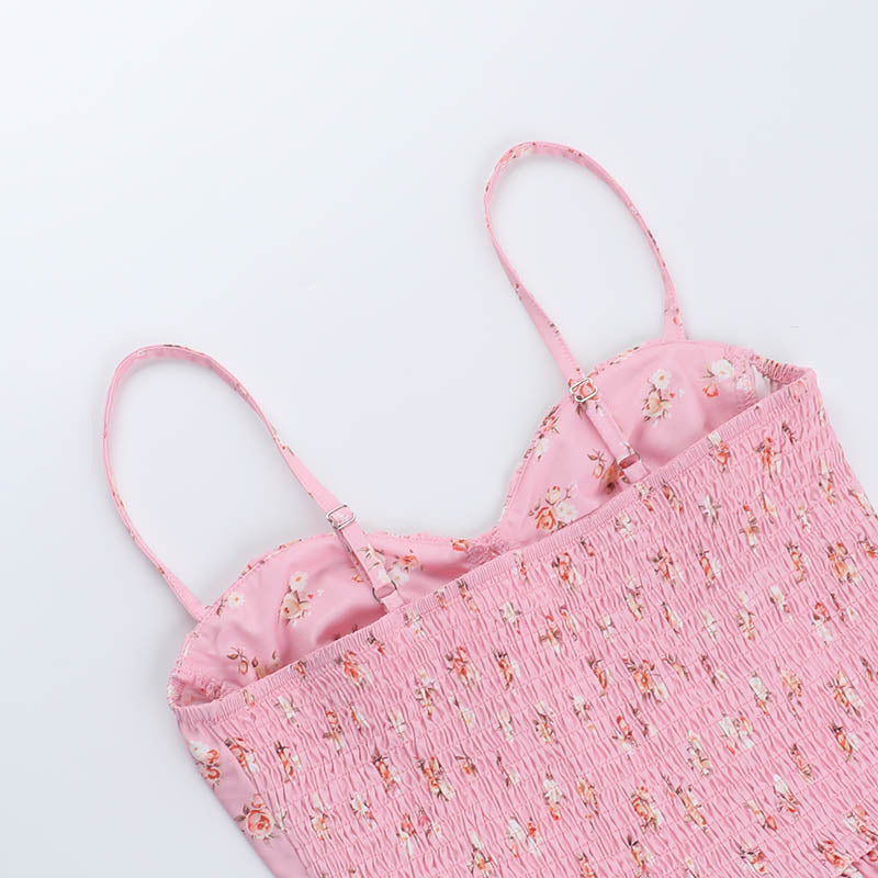 Women Spring Summer Strap Sexy Backless Floral Dress 13