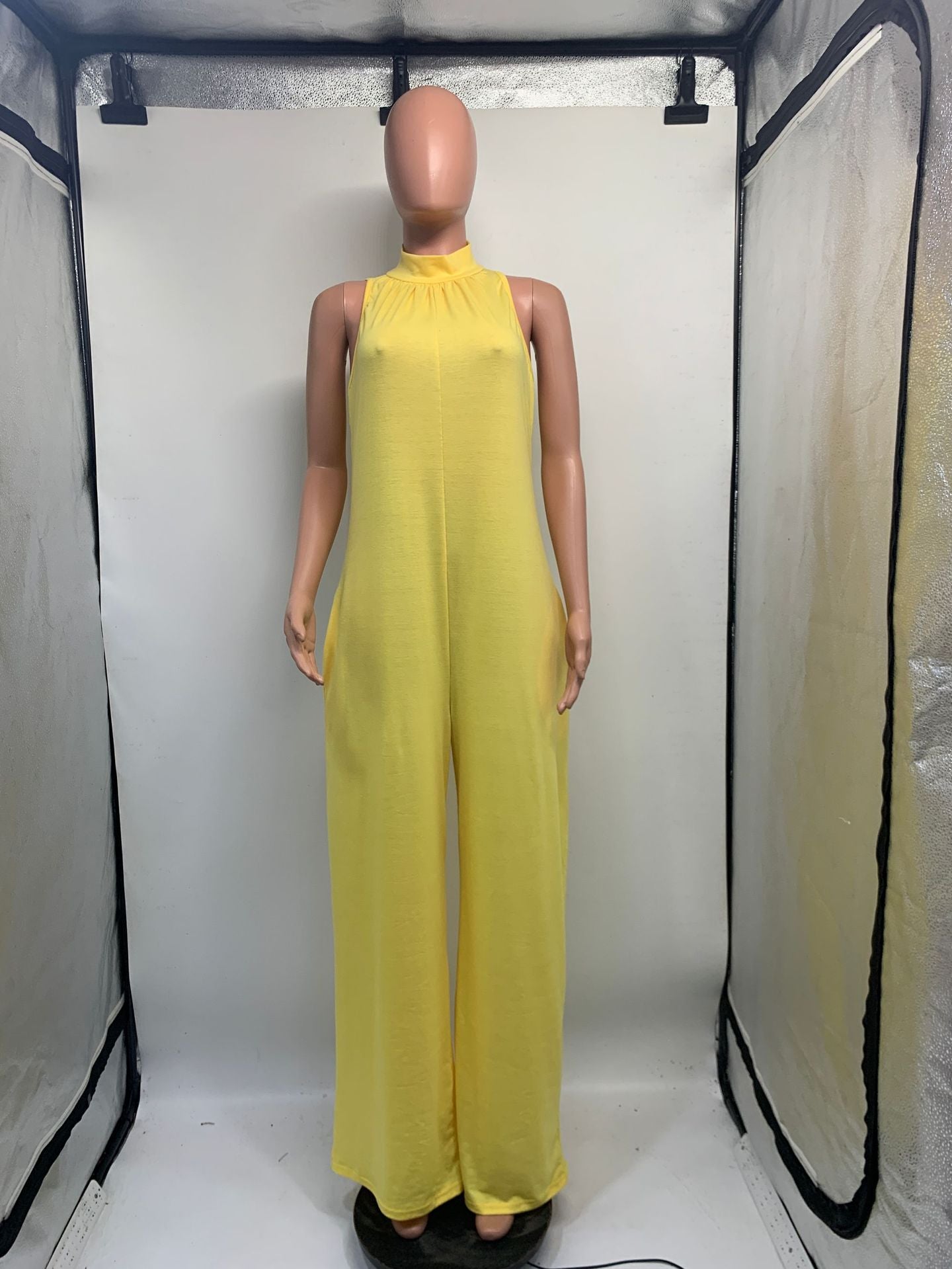 Women Solid Wide Leg Sleeveless Jumpsuit 8