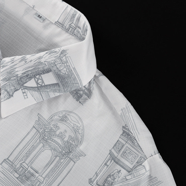 Women's Fashion Printed Short Sleeve Shirt Lace-Up Bodycon Skirt Two-Piece Suit 10