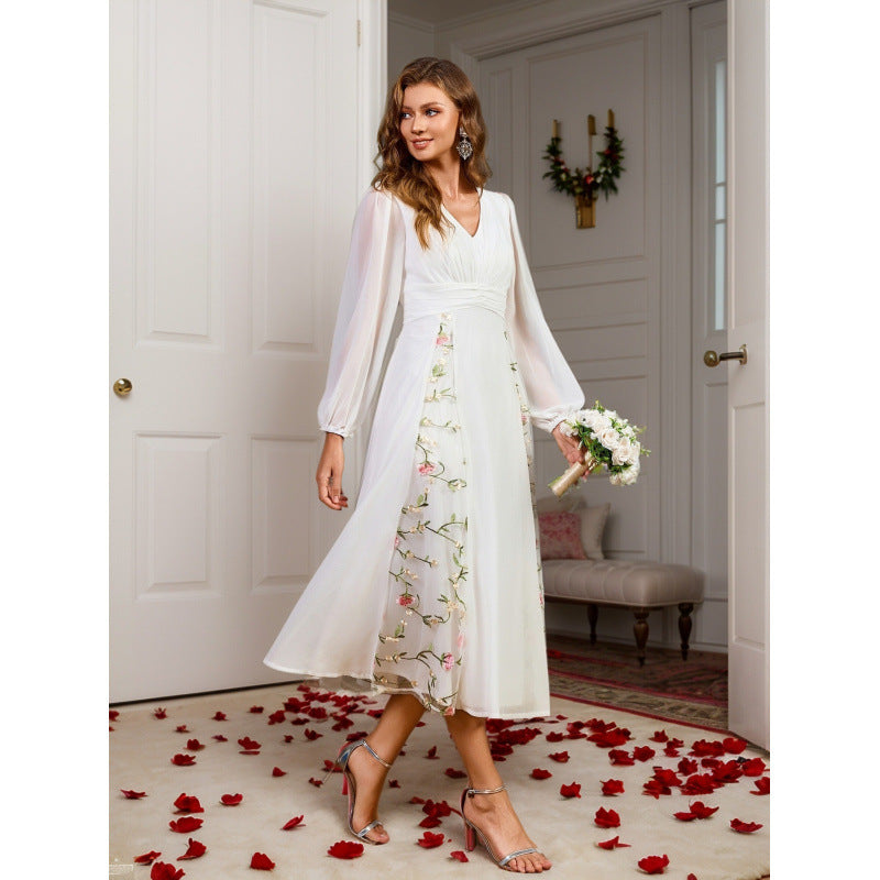 Women Summer Formal Party Long Sleeve Dress 4