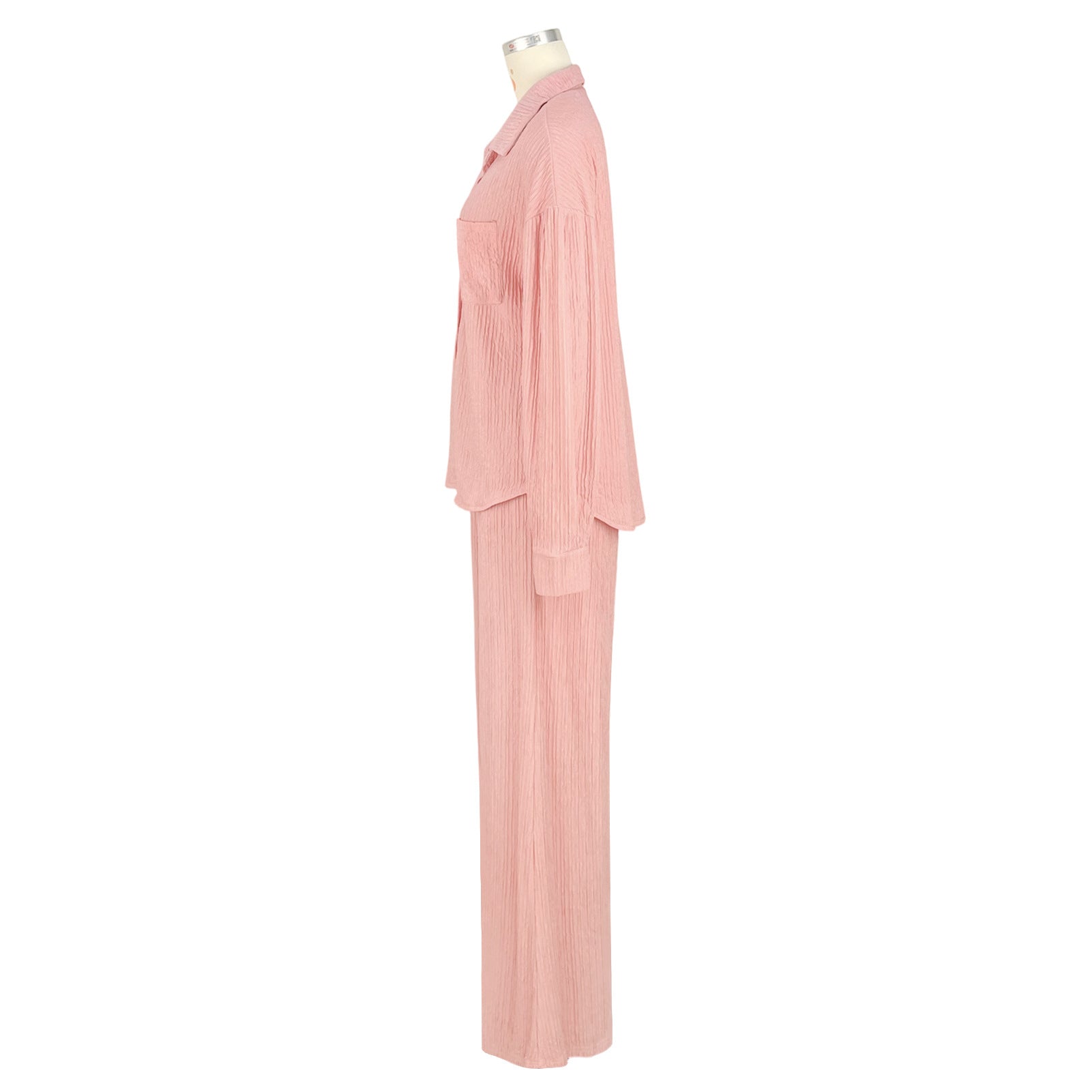 Women Crumpled Lace-Up Top and Pocket Wide Leg Pants Two Piece Set 8