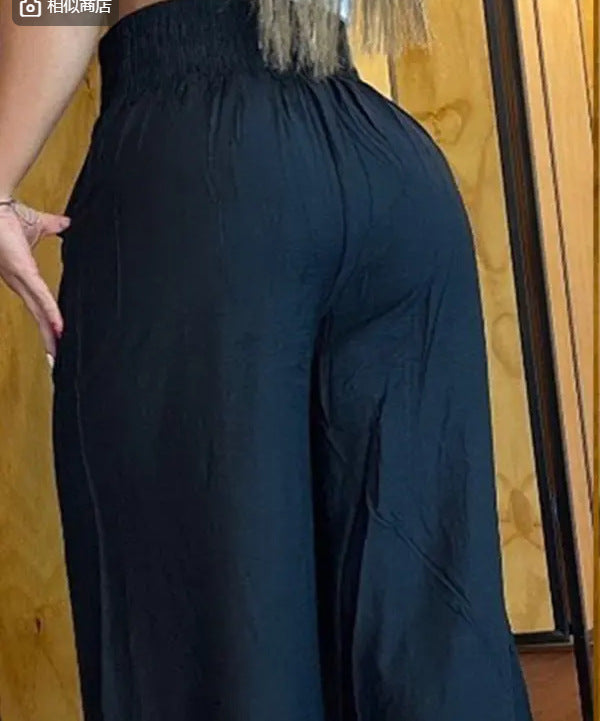 Solid Color Wide Leg High Rise Pants Loose Fit Slim Fit Bell Bottom Pants 12