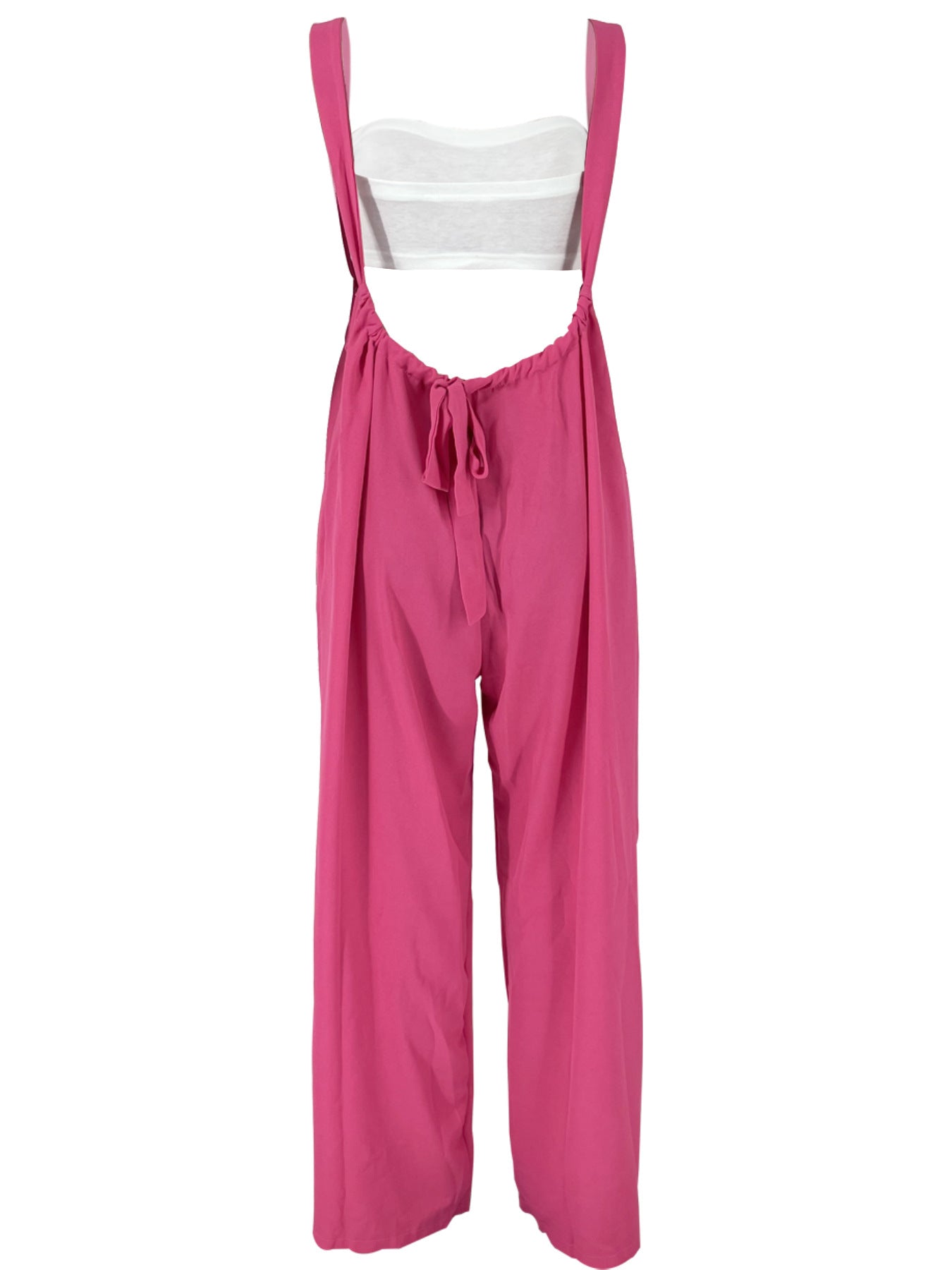 Drawstring Suspenders Wide Leg Trousers Strapless Crop Top Two-Piece Set 35