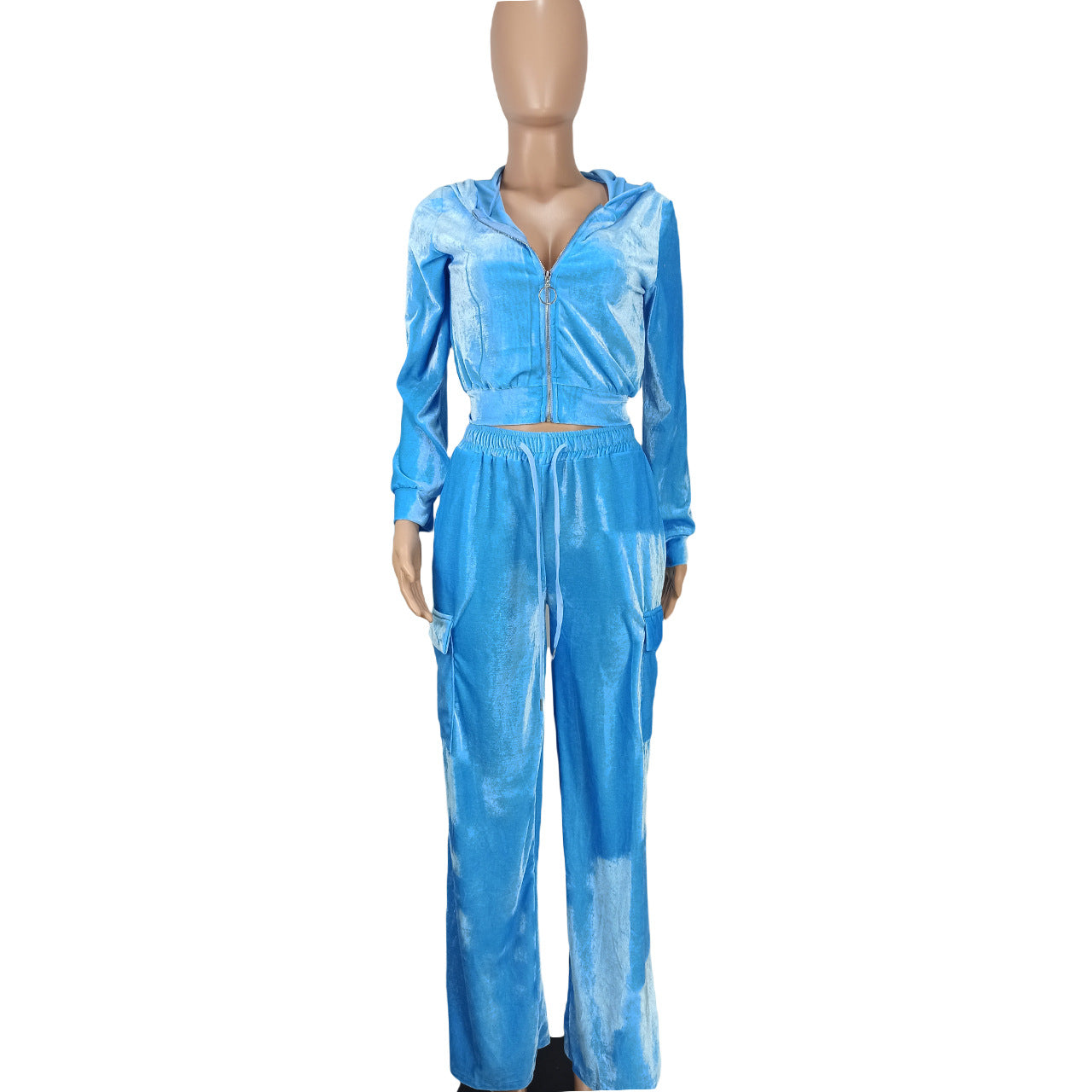 Women Velvet Hoodies and Pant Two-Piece Set 13