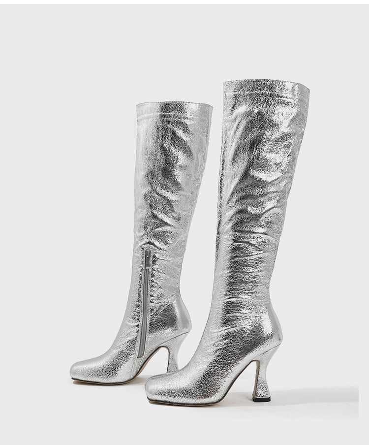 Winter High Boots For Women Stiletto Heels Square Toe Long Boots For Women 19