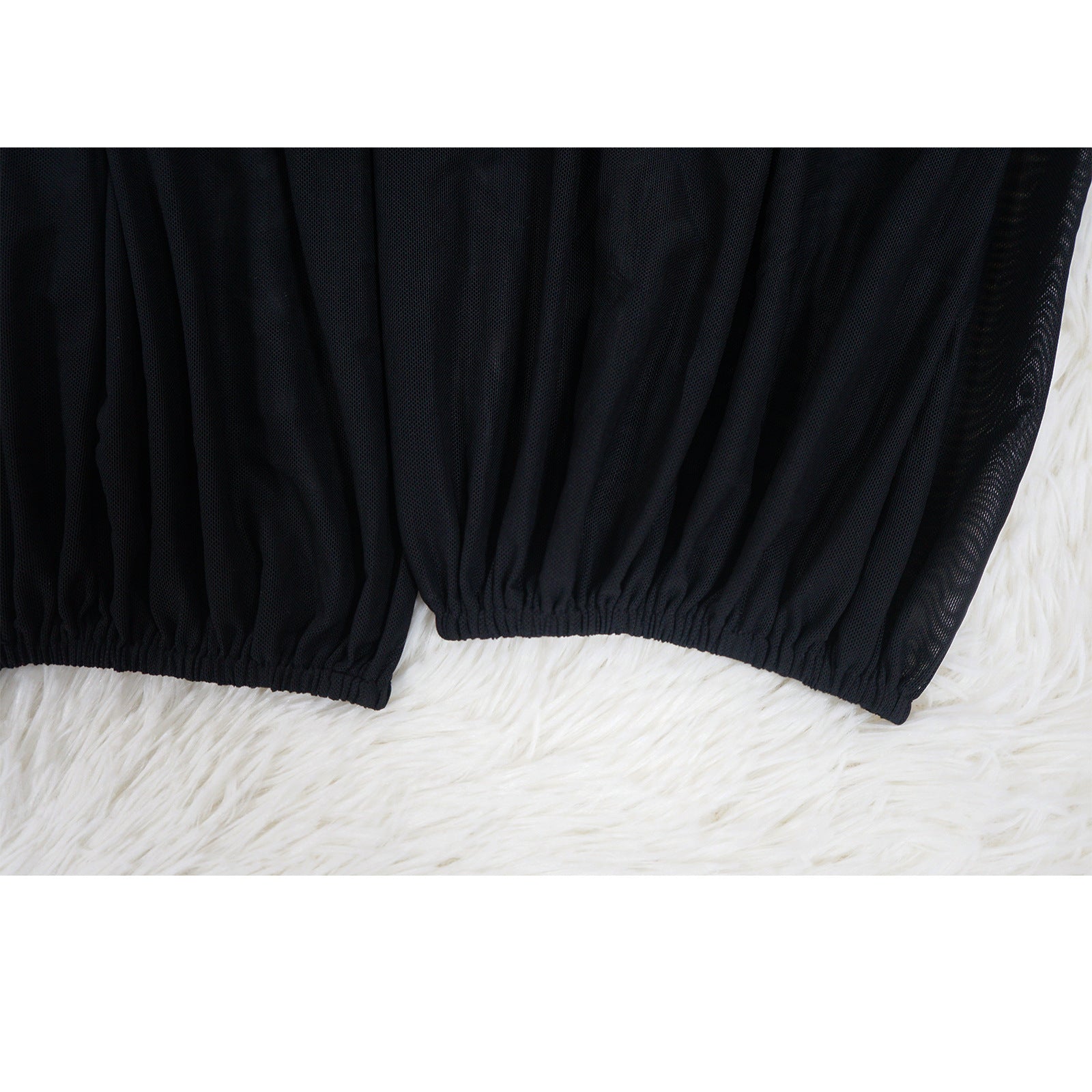 Fashion Ladies Solid Color Bat Sleeves Sexy See-Through Long Sleeve Pant Set 22