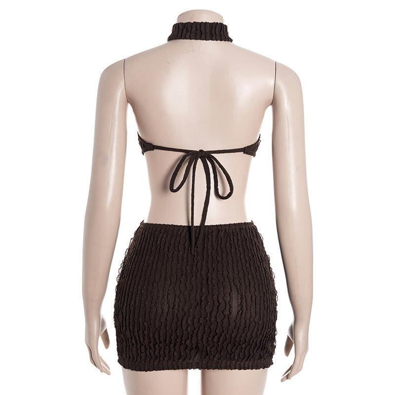 Women Strapless Sleeveless Backless Lace-Up Sexy Mini Dress 11