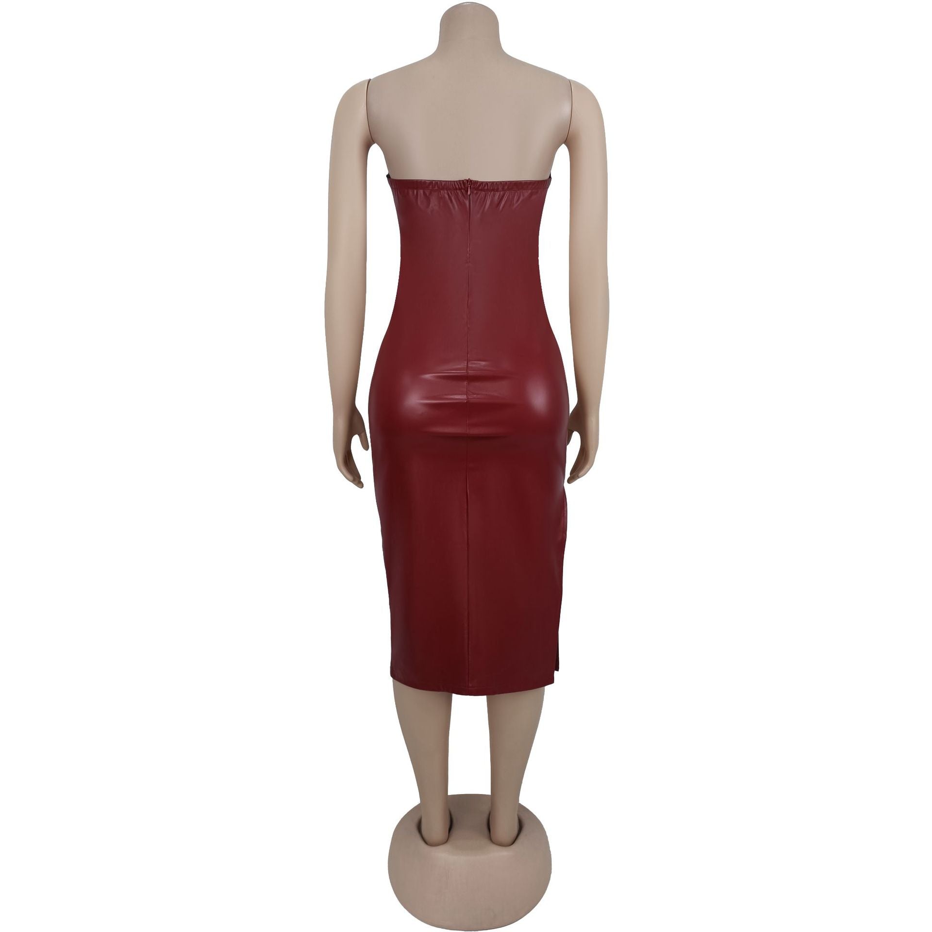 Women Sexy Strapless Slit Dress 12