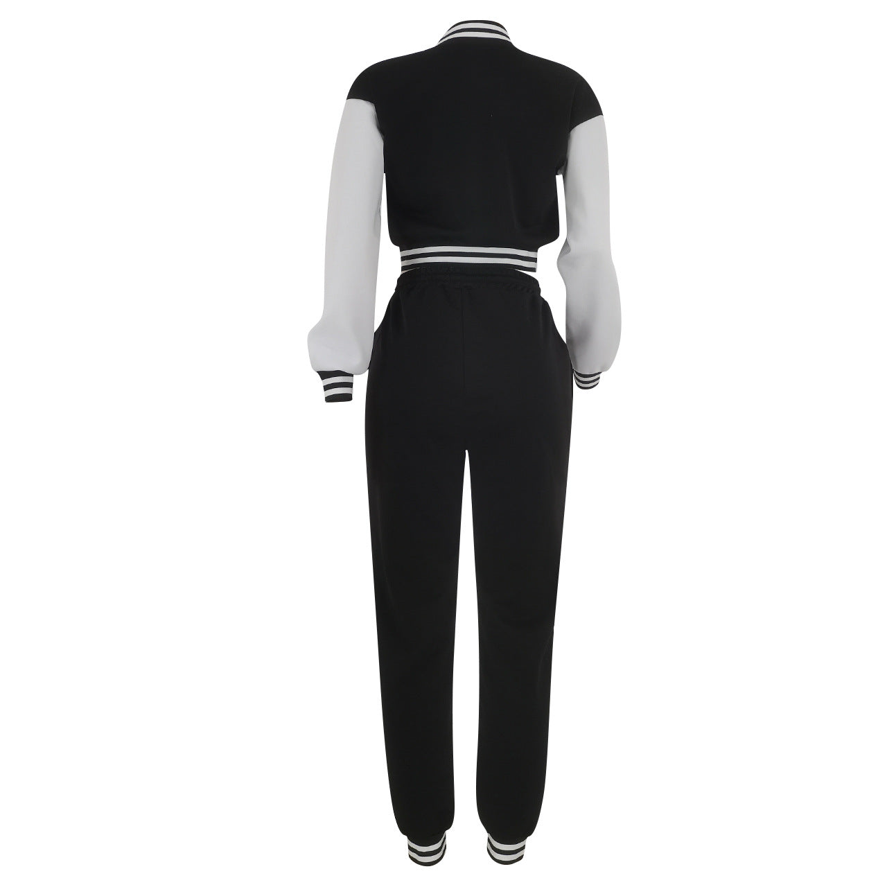 Women's Fashion Patchwork Single Breasted Baseball Jacket pants Two-Piece Suit 10