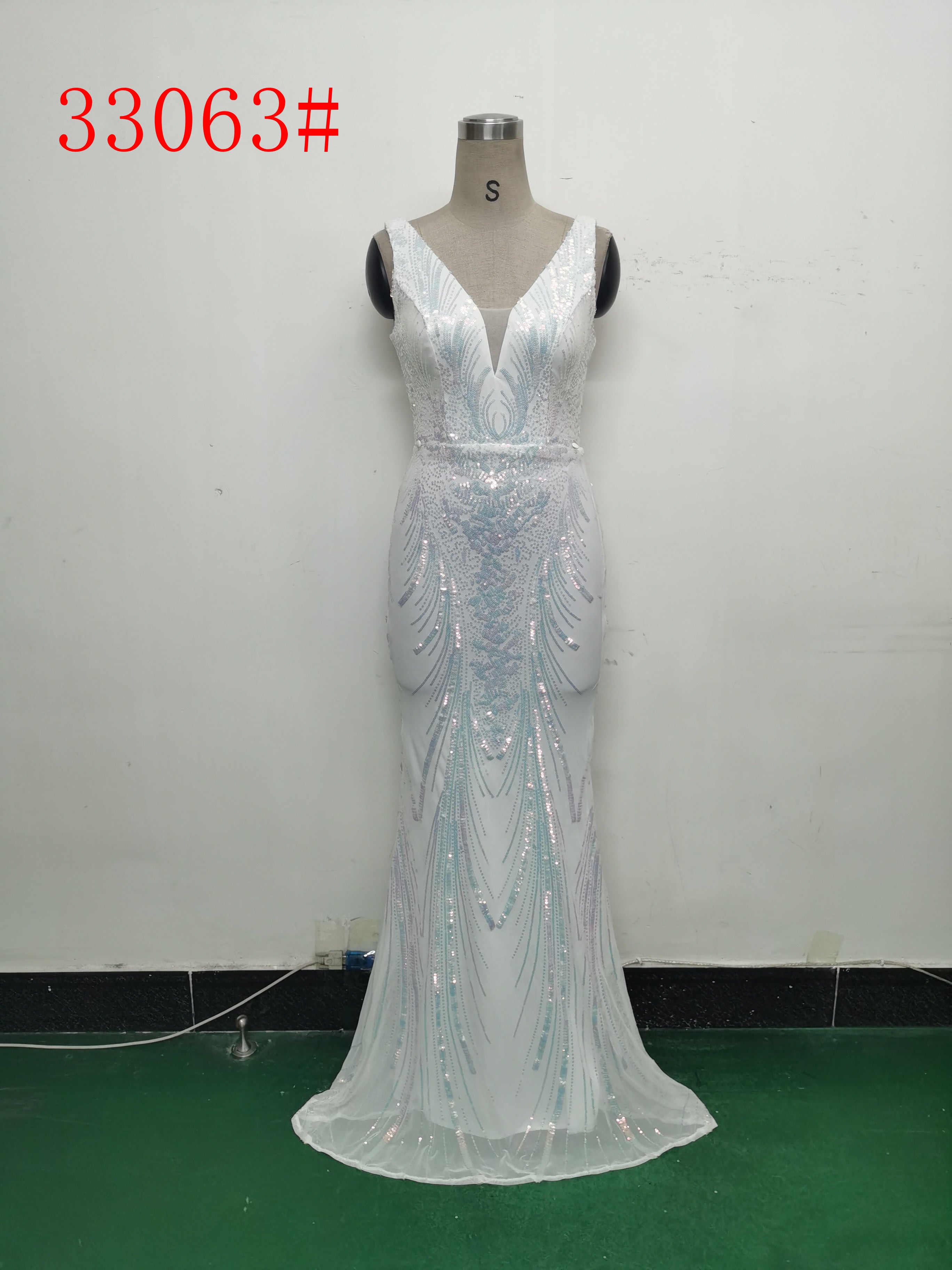 Elegant Sequin Rhinestone Chain Evening Dress 23