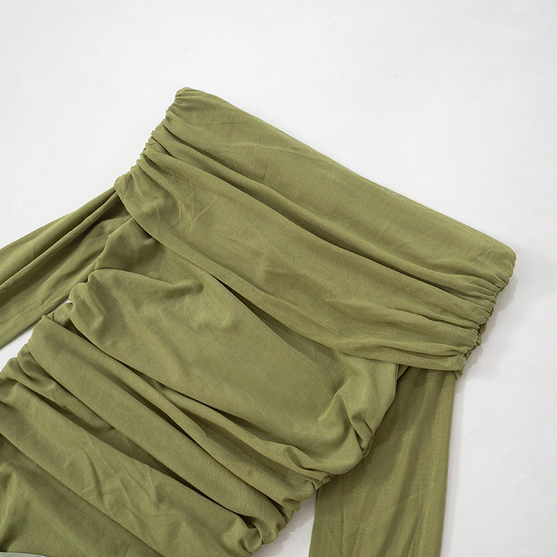 Women Summer Off Shoulder Long Sleeve Cut Out Patchwork Dress 16