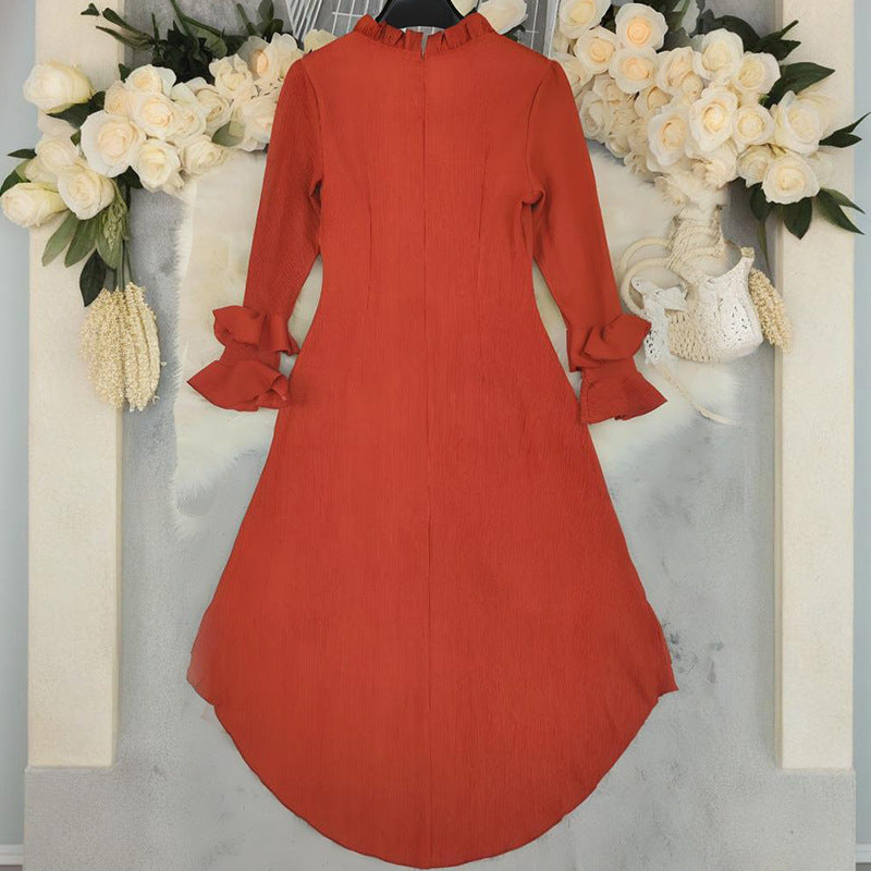 Women's Sexy Ruffled Long Sleeve Irregular Long Dress 4