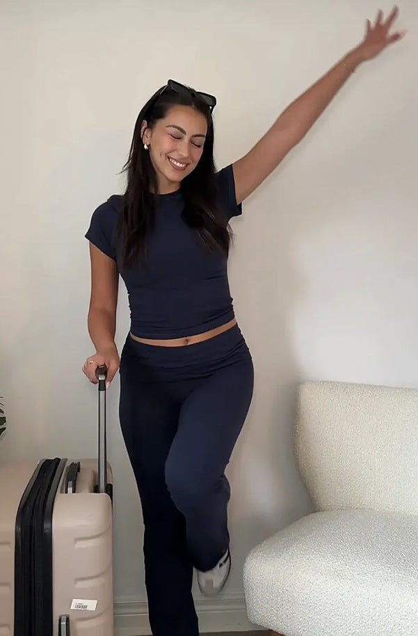 Women solid top and pant two pieces 14