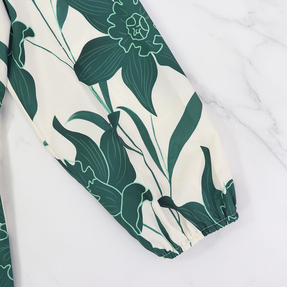 Women autumn long-sleeved V-neck slit dress 7