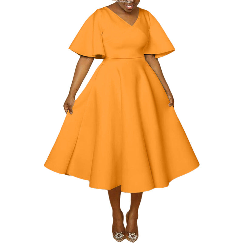 Women's Solid Color Three-Quarter Sleeve Loose Dress 5