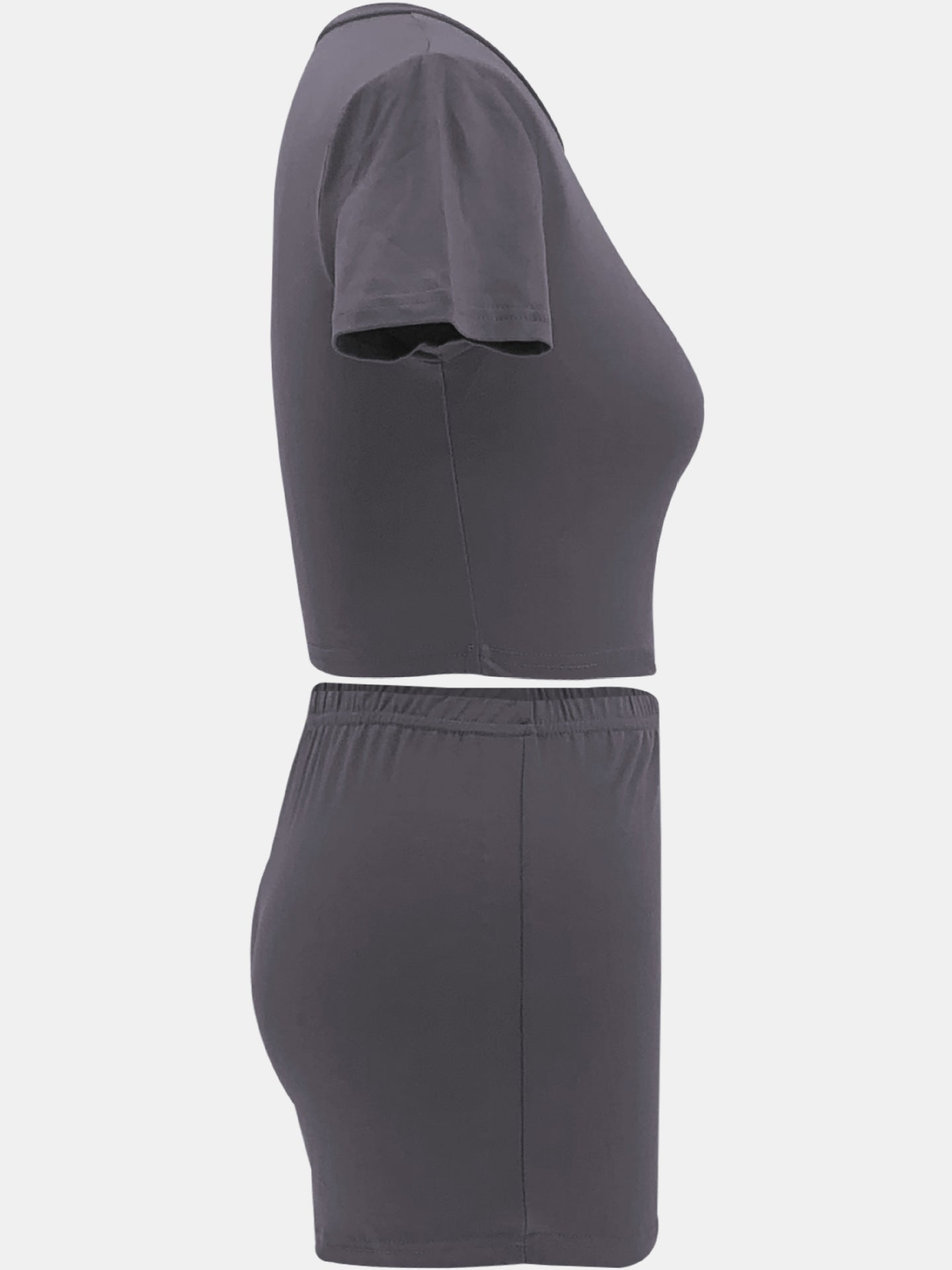 Women Summer Solid Crop Top Shorts Two-Piece Set 51
