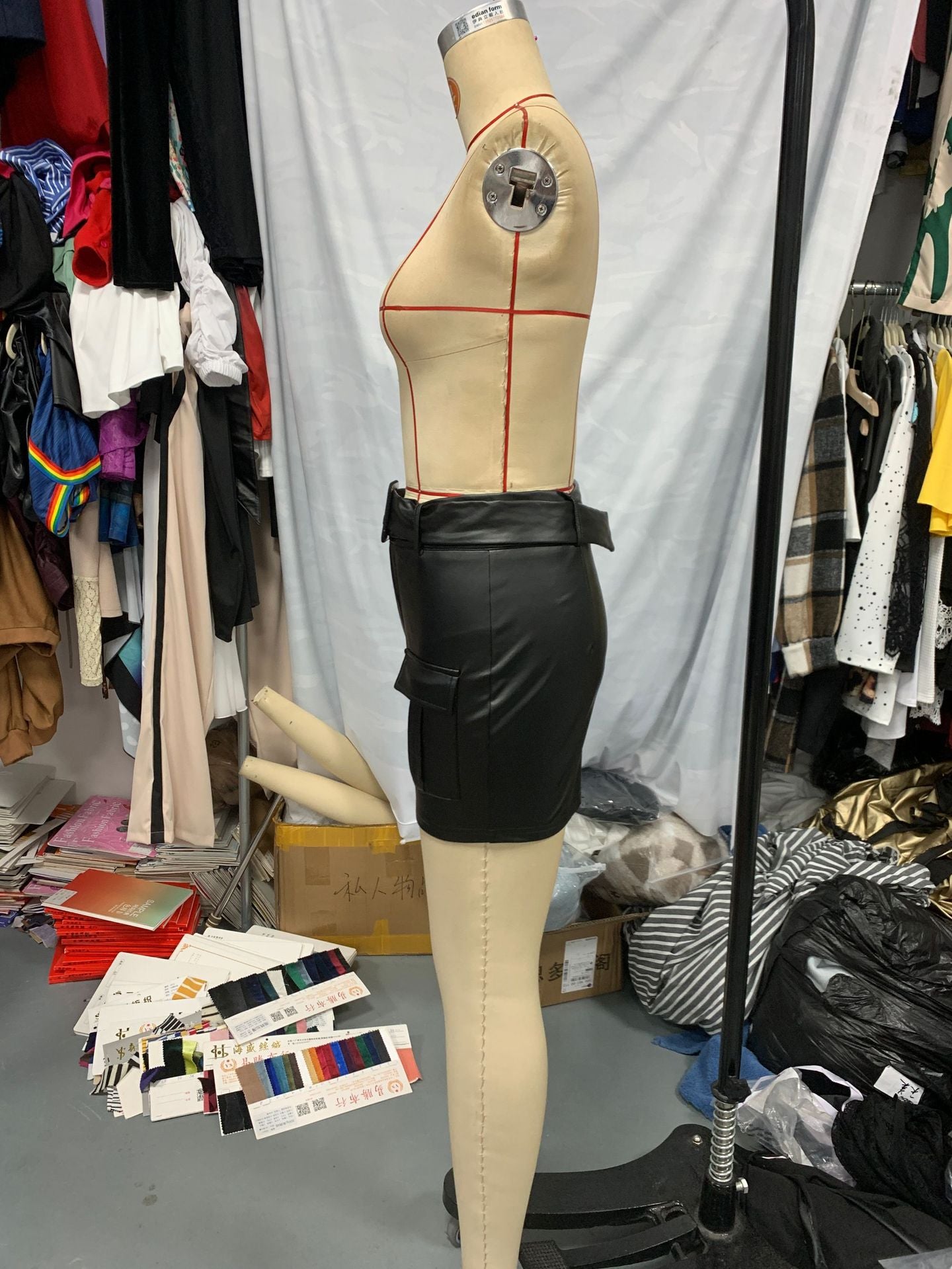 Women Summer Pu Leather Lace-Up Sexy Skirt 6