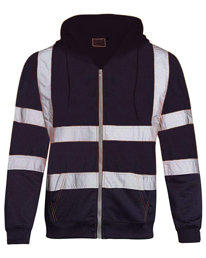Men'S Hooded Hoodies Reflective Striped Fleece Colorblock Zip Hoodies 11