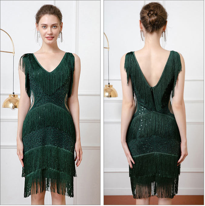 Tassel Sequin Sexy Cocktail Party Dress 3
