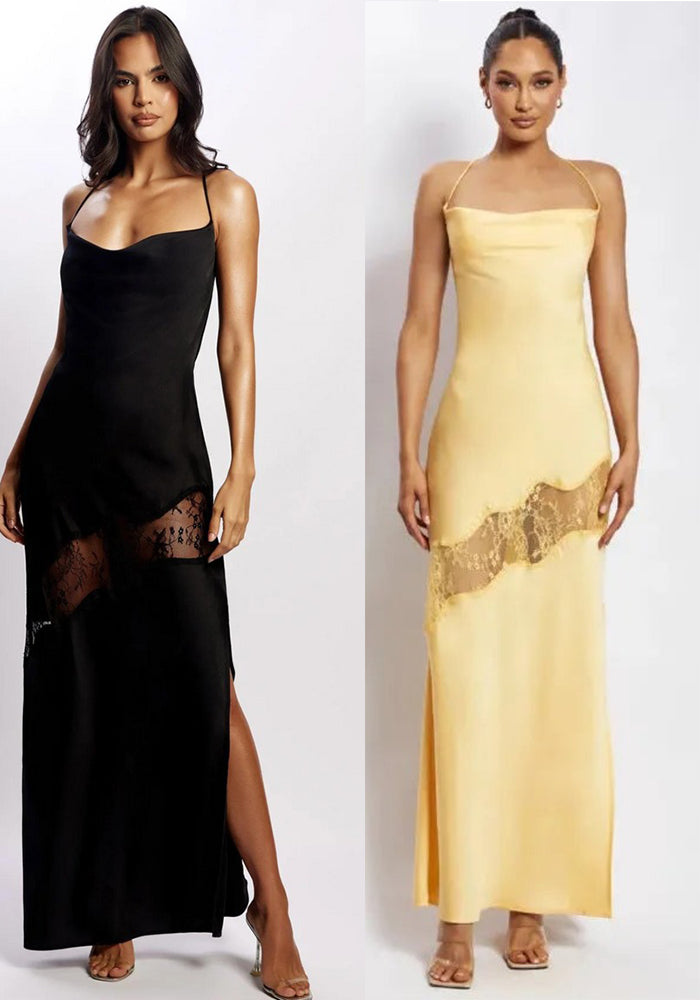 Chic Low Back Mesh Patchwork strap Summer Dress