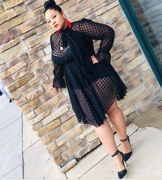 Women Long Sleeve Polka Dot Mesh Dress Two Piece (inside dress with breast pad) 5