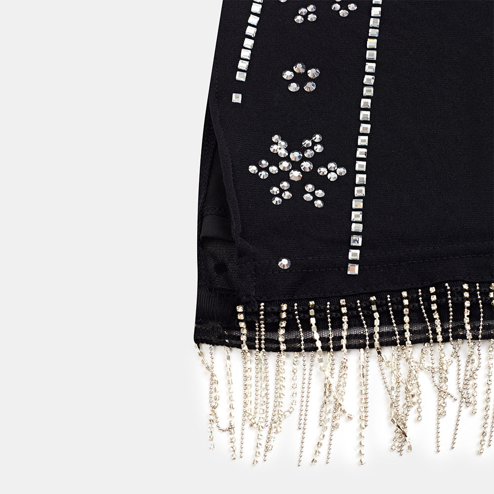 See Through Beaded Diamond Fringe Summer Sexy Women’s Dress 6