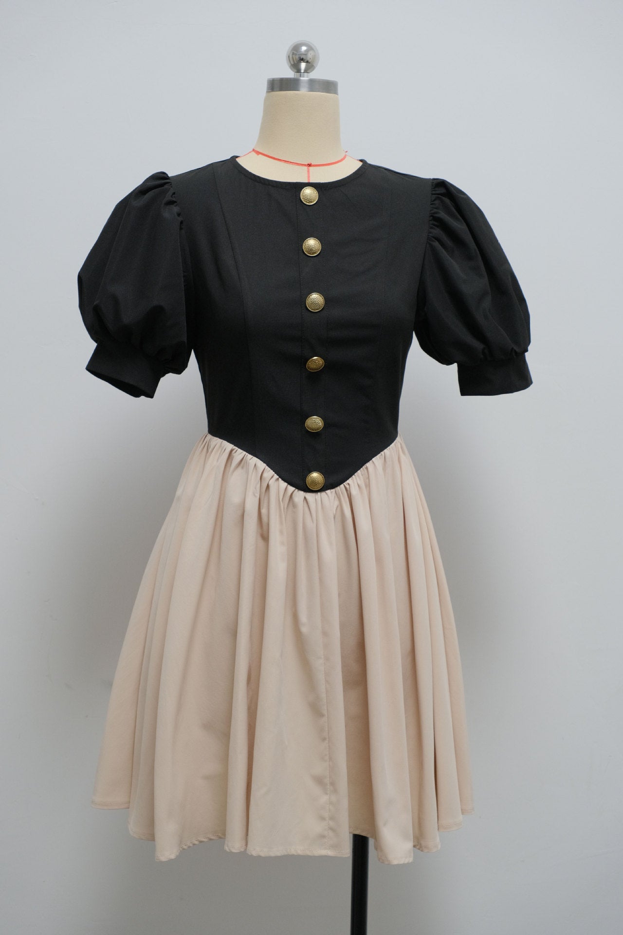 Women Summer Princess Sleeve Button Pleated Dress 9