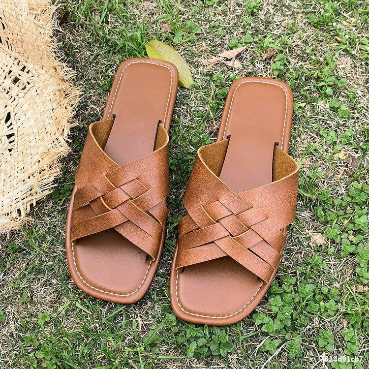 Women's Plus Size casual one strap flat slippers 13