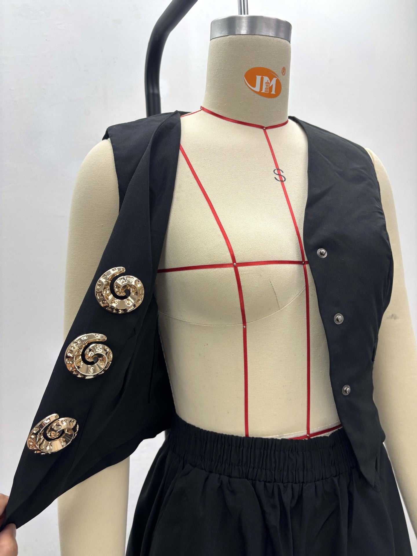 Women's Sleeveless Vest V-Neck Button Top African Chic Elegant Long Skirt Two-Piece Set 5