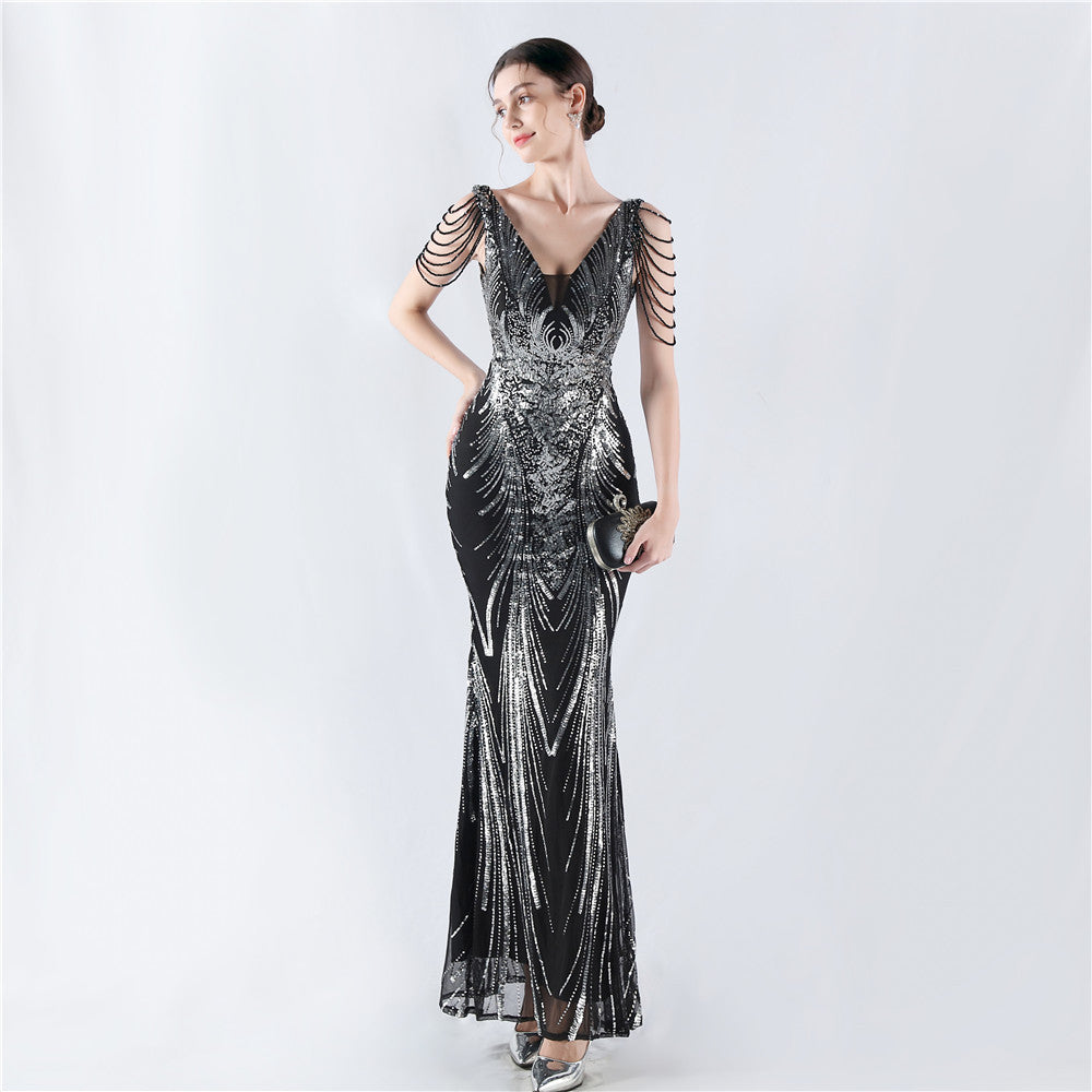 Sexy Rhinestone Chain Sequins Evening Dress 11