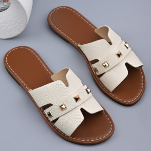 Plus Size Women's Solid Color Summer Flat Slippers Casual Open Toe Sandals