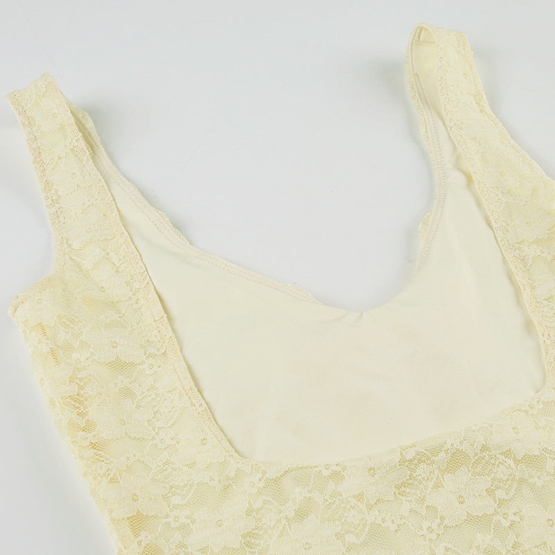 Sexy Lace Dress for Summer Holidays Slim Waist Straps Bodycon Mini Dress 12