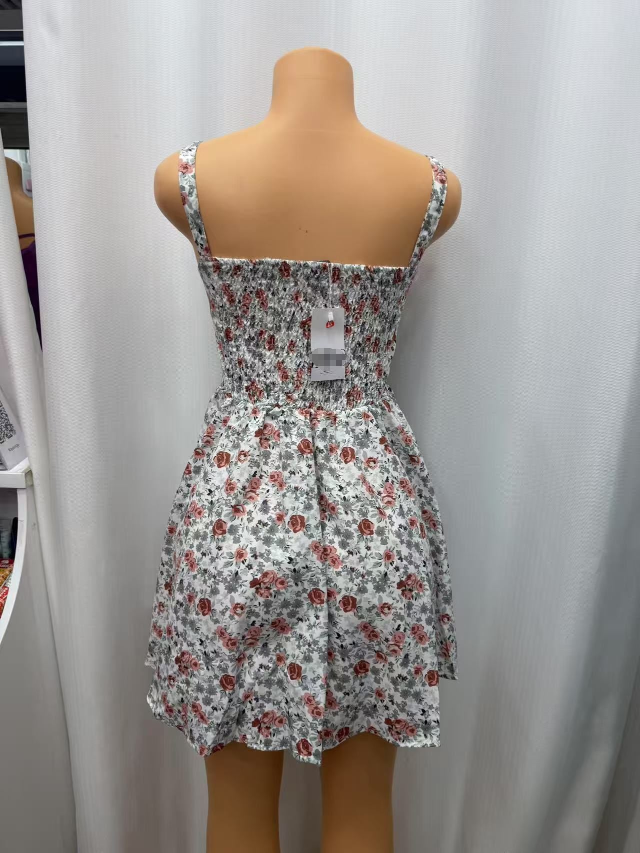 Women printed suspenders floral irregular dress 5