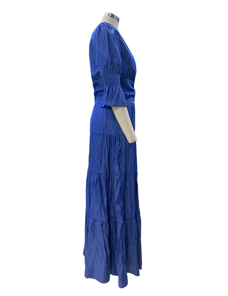 Women V Neck Long Sleeve Maxi Dress 22