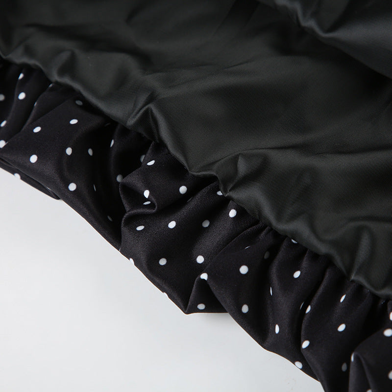 Women Summer French Lace Polka Dot Contrast Flower Bud Mini Dress 31