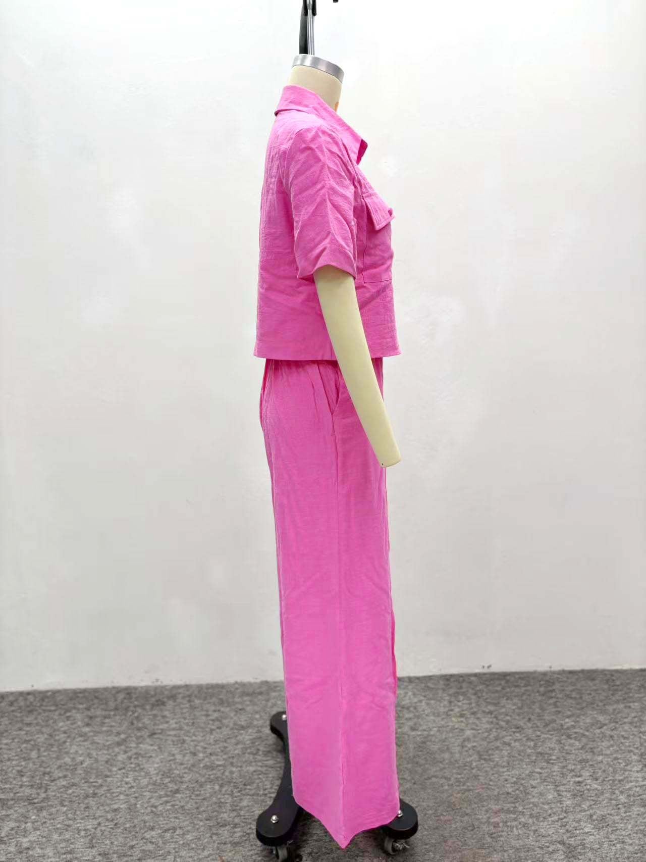 African Women career solid short-sleeved shirt with wide-leg pants two-piece set 8