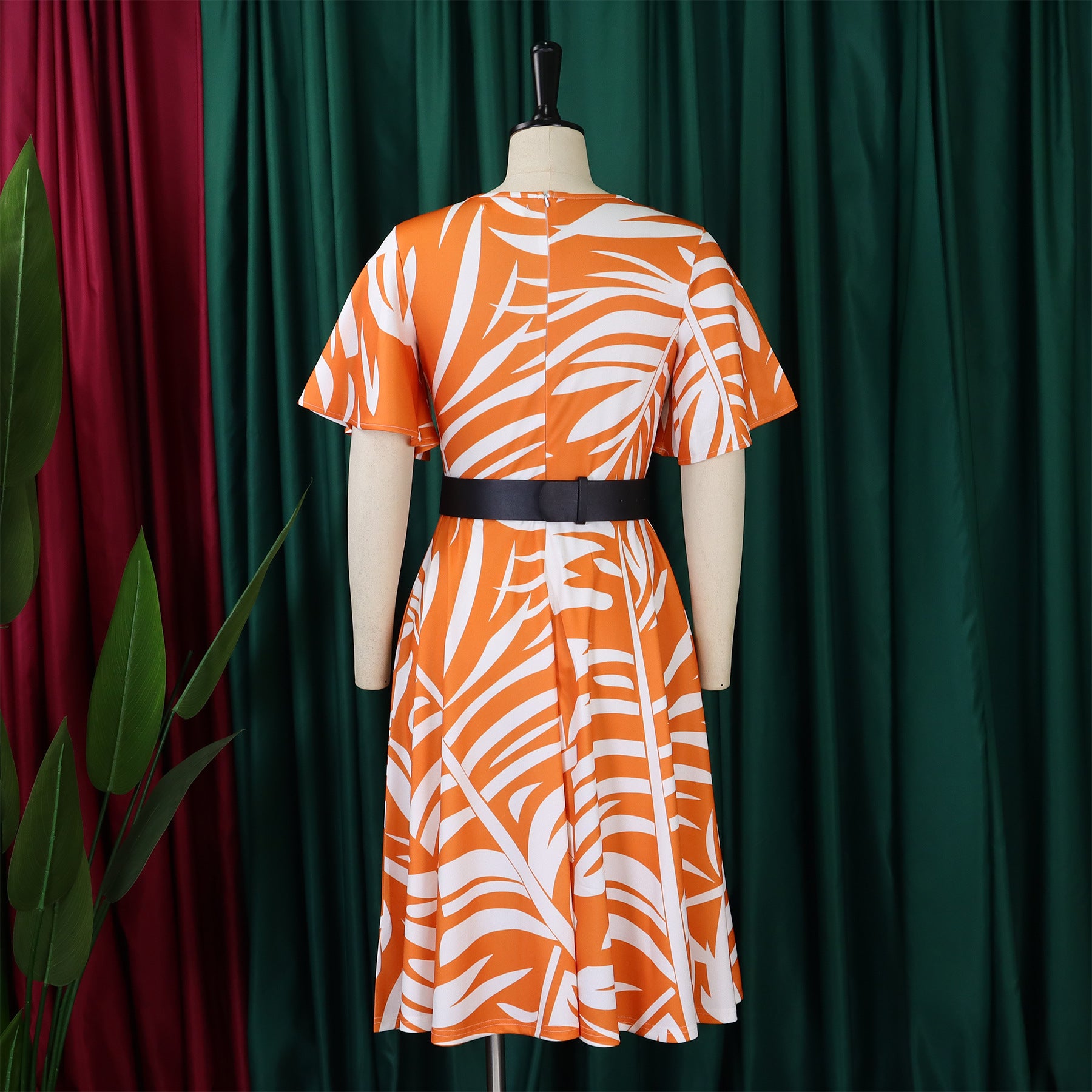 Plus Size African Women Lace Up Print Dress 17