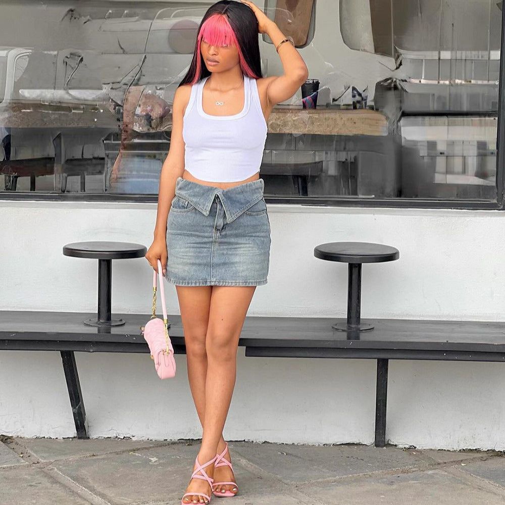 Women Summer Sexy Bodycon Denim Mini Skirt 3