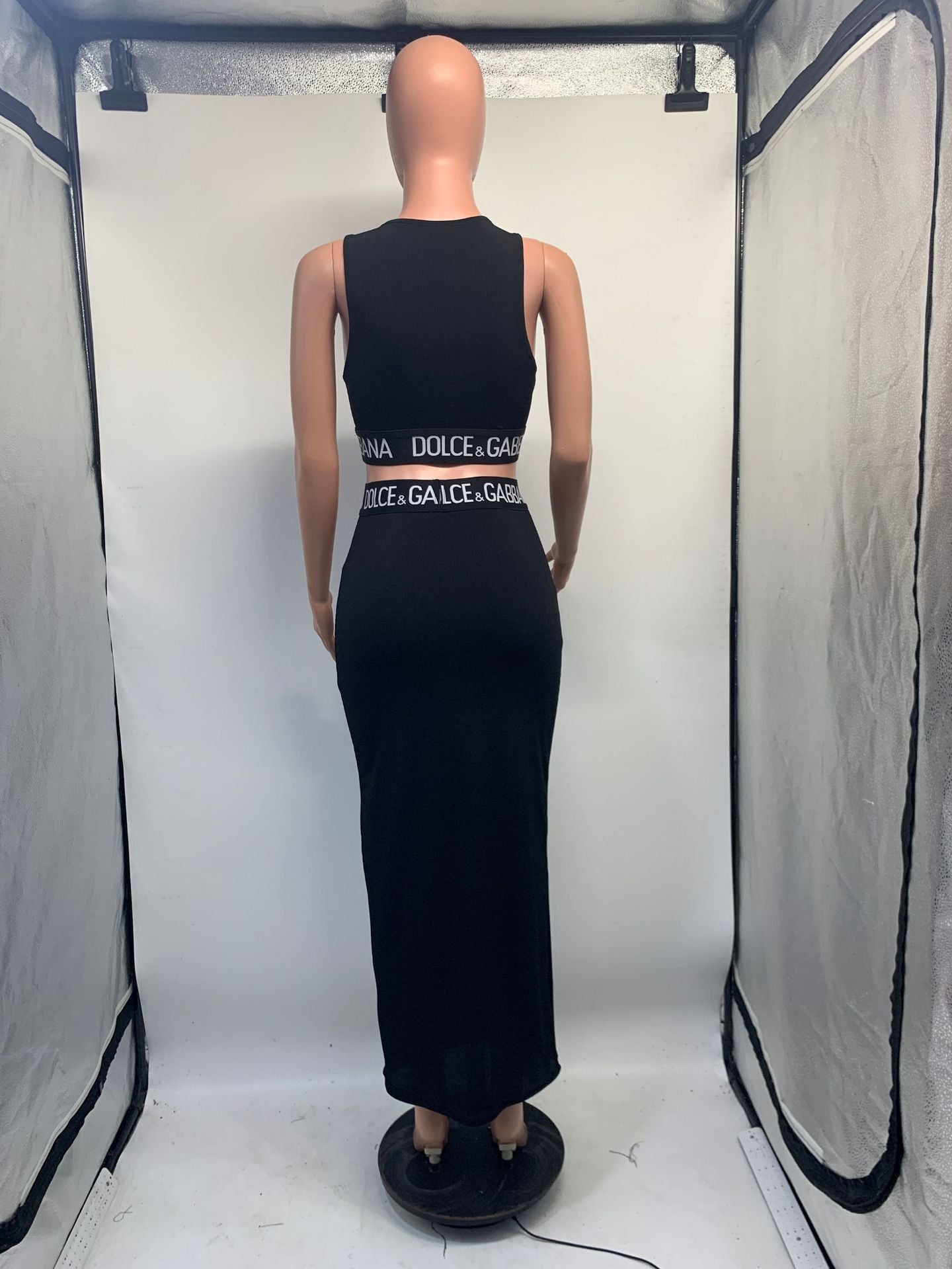 Women Summer Casual Letter Webbing Tank Top and Skirt Casual Two Piece Set 8