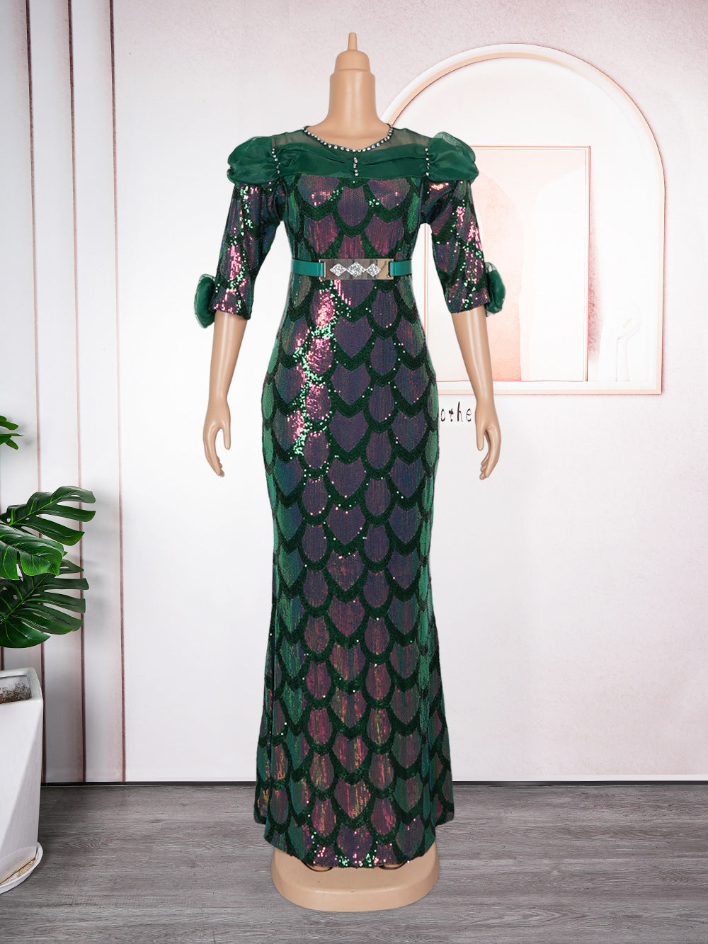 Plus Size Women Sequin Party Fishtail Dress 15