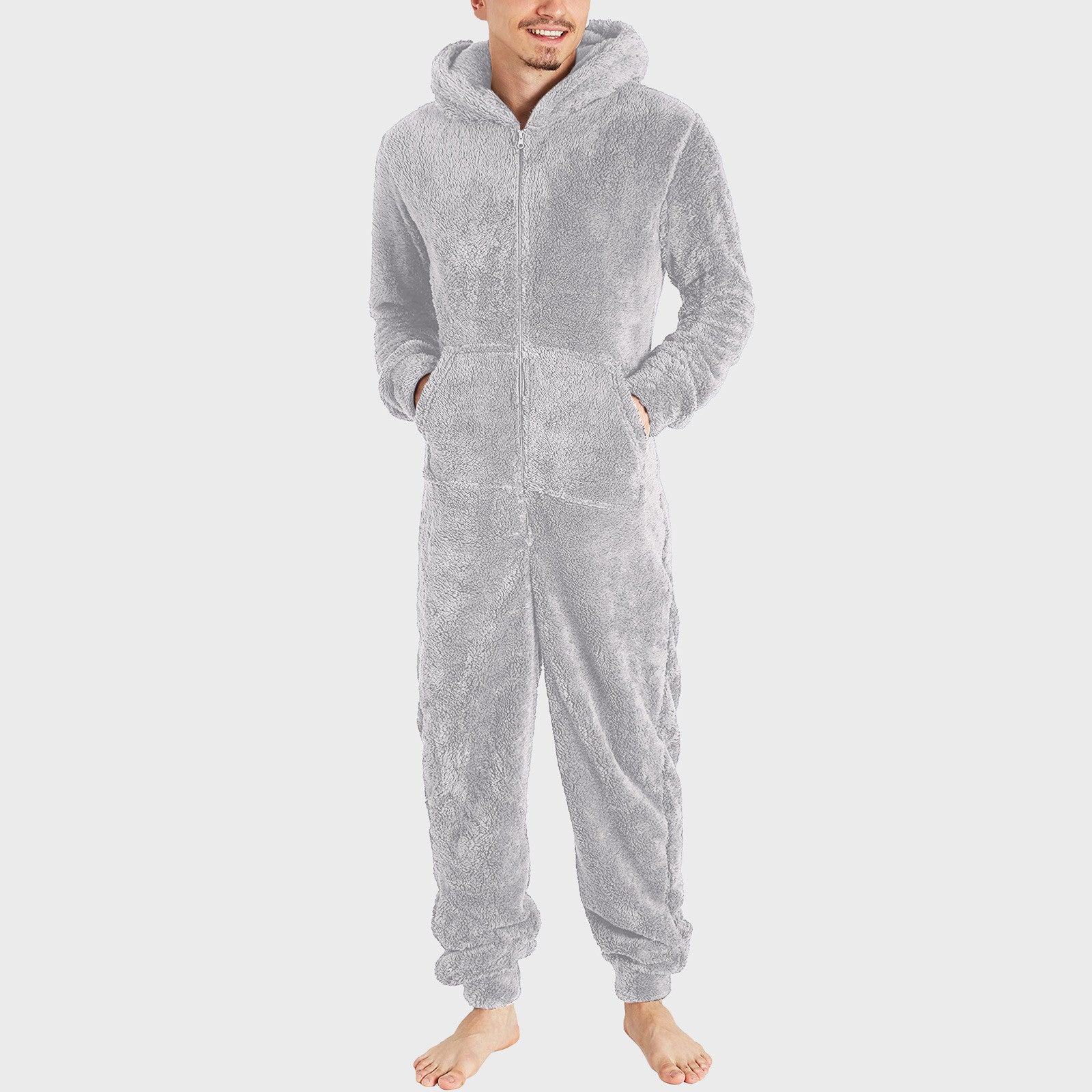 Men's Couple's Zippered Fleece Jumpsuit Thermal Pajamas 13