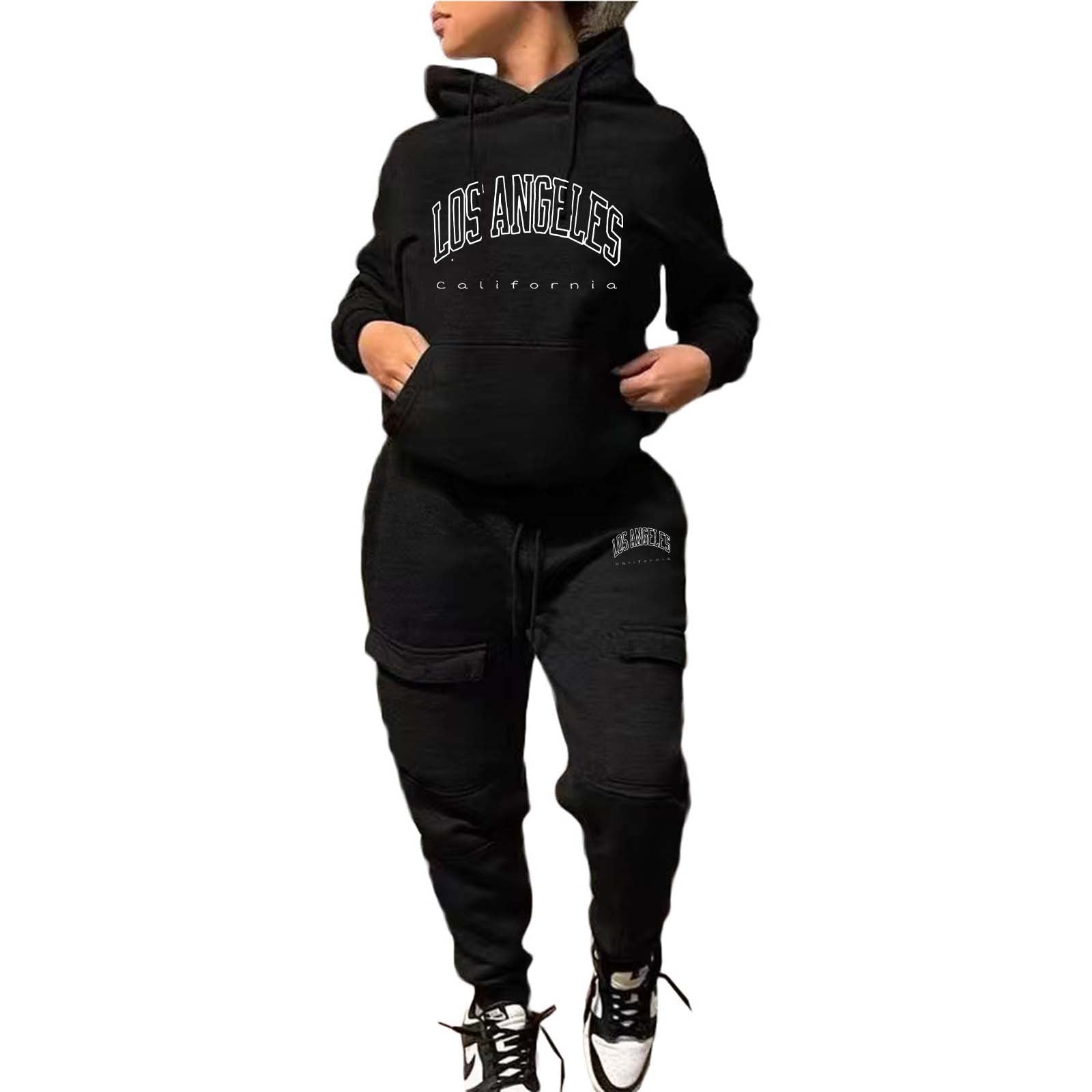Women's Fashion Casual Hoodies Sweatpants Two Piece Sports Tracksuit 9