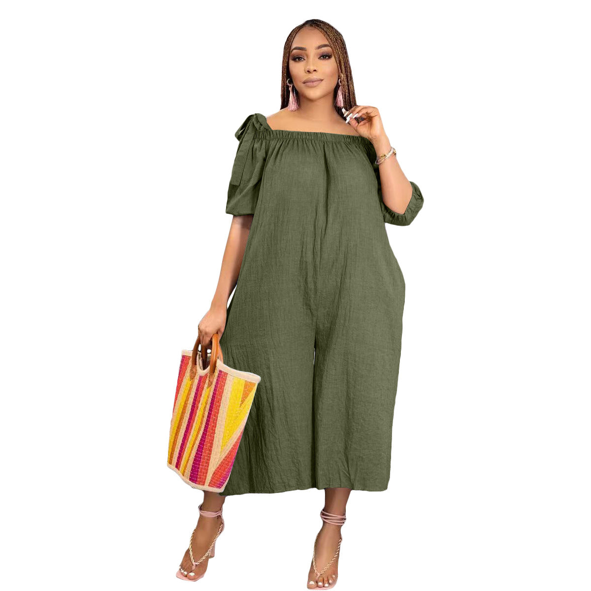 Women'S Loose Off Shoulder Casual Wide Leg Jumpsuit 8