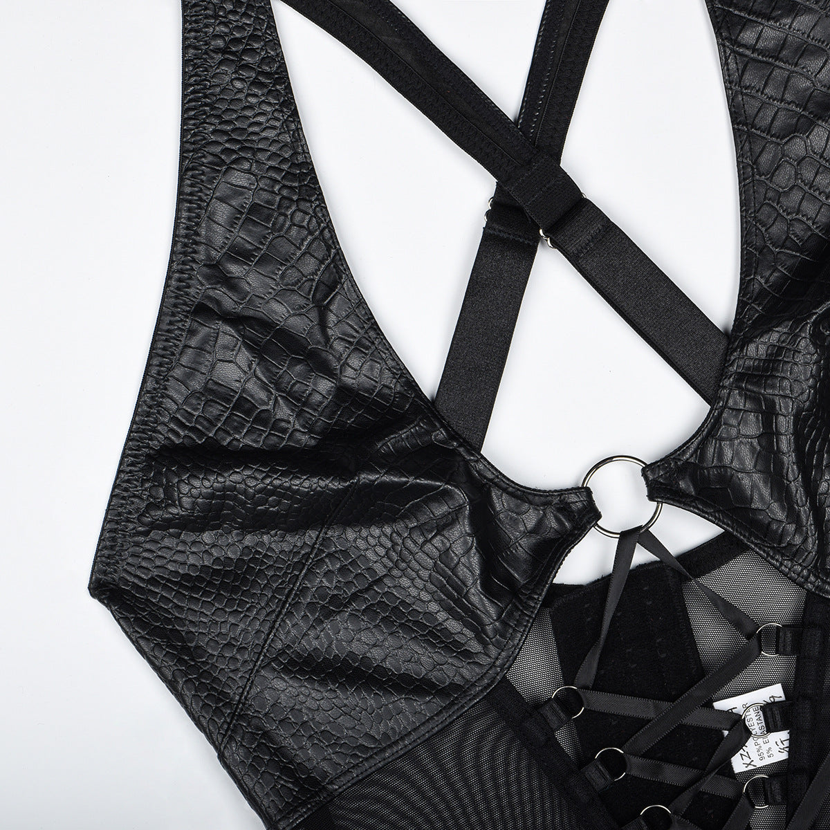 Women mesh Lace-Up crossover Halter Neck sexy lingerie two-piece set 11