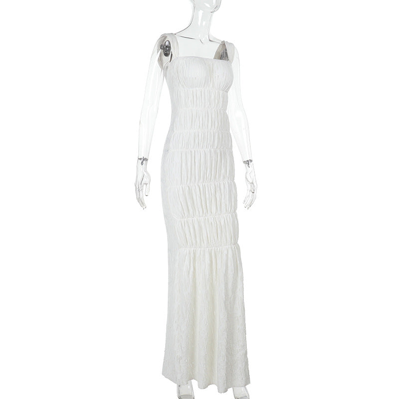 Spring Texture off shoulder slim Long Dress 7