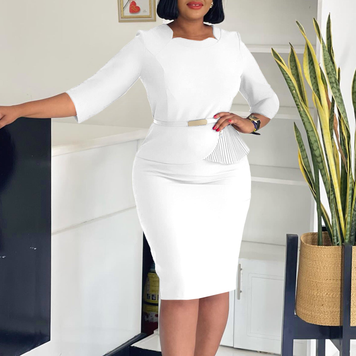 Women's Fashion Ol Chic Elegant Bodycon African Dress 4