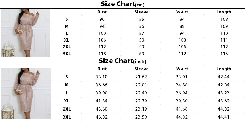 Women Slash Shoulder Sequin Sexy Formal Party Dress 11