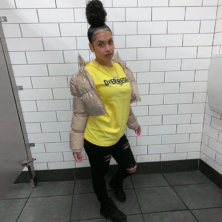 Women zippered padded coat 3