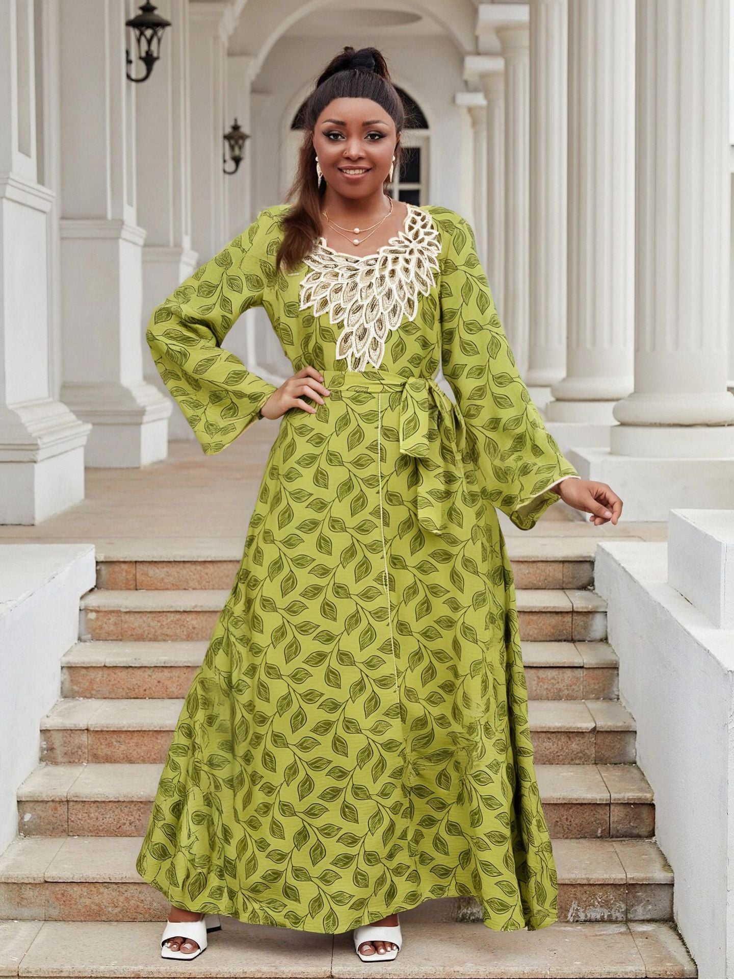 Plus Size Women's Chic Loose Embroidery Casual Beach Long Dress 6